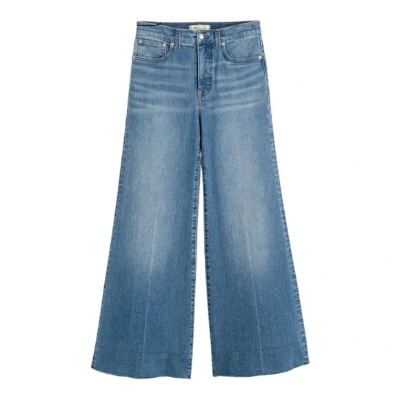 Madewell Wide Leg Crop Blue Denim Retro Stretch Cotton Jeans Women’s 28 - Picture 6 of 15